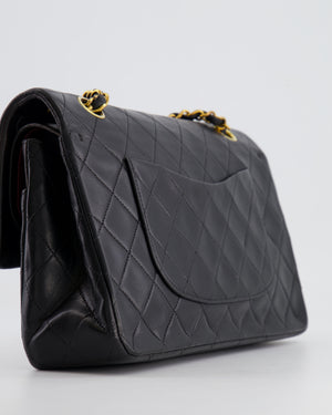 Chanel Vintage Black Medium Classic Double Flap Bag in Lambskin Leather with 24K Gold Hardware