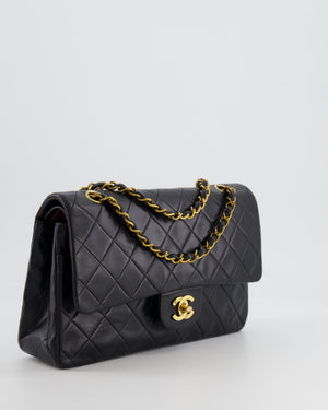 Chanel Vintage Black Medium Classic Double Flap Bag in Lambskin Leather with 24K Gold Hardware