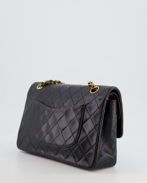 Chanel Vintage Black Medium Classic Double Flap Bag in Lambskin Leather with 24K Gold Hardware