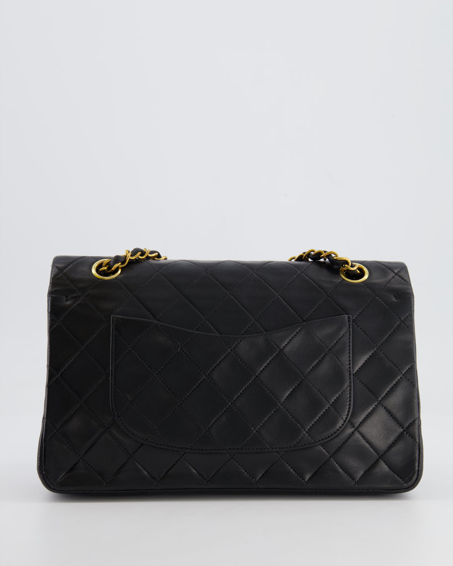 Chanel Vintage Black Medium Classic Double Flap Bag in Lambskin Leather with 24K Gold Hardware