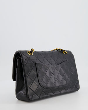 Chanel Vintage Black Medium Classic Double Flap Bag in Lambskin Leather with 24K Gold Hardware