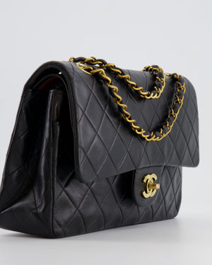 Chanel Vintage Black Medium Classic Double Flap Bag in Lambskin Leather with 24K Gold Hardware