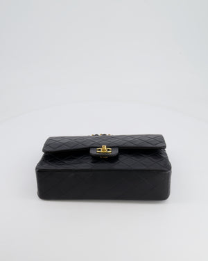 Chanel Vintage Black Medium Classic Double Flap Bag in Lambskin Leather with 24K Gold Hardware