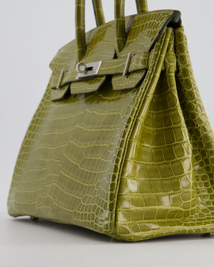 *HOT & RARE* Hermès Birkin Retourne 30cm Bag in Vert Olive Shiny Porosus Crocodile Leather with Palladium Hardware