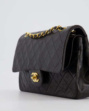 Chanel Vintage Black Medium Classic Double Flap Bag in Lambskin Leather with 24K Gold Hardware