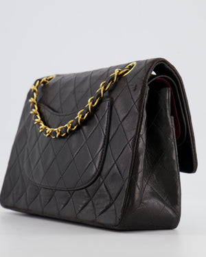 Chanel Vintage Black Medium Classic Double Flap Bag in Lambskin Leather with 24K Gold Hardware