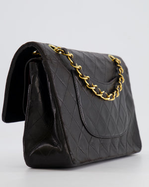 Chanel Vintage Black Medium Classic Double Flap Bag in Lambskin Leather with 24K Gold Hardware