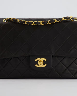 Chanel Vintage Black Medium Classic Double Flap Bag in Lambskin Leather with 24K Gold Hardware