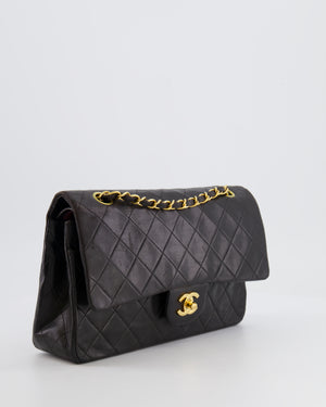 Chanel Vintage Black Medium Classic Double Flap Bag in Lambskin Leather with 24K Gold Hardware