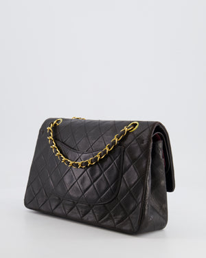 Chanel Vintage Black Medium Classic Double Flap Bag in Lambskin Leather with 24K Gold Hardware