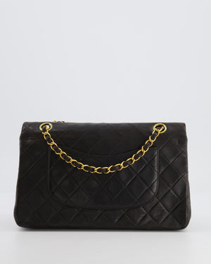 Chanel Vintage Black Medium Classic Double Flap Bag in Lambskin Leather with 24K Gold Hardware