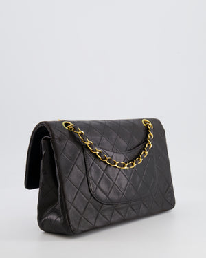 Chanel Vintage Black Medium Classic Double Flap Bag in Lambskin Leather with 24K Gold Hardware