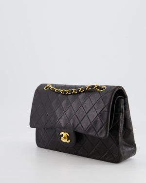 Chanel Vintage Black Medium Classic Double Flap Bag in Lambskin Leather with 24K Gold Hardware