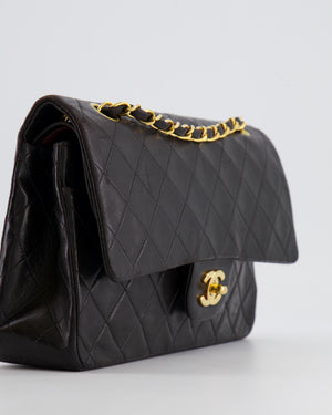 Chanel Vintage Black Medium Classic Double Flap Bag in Lambskin Leather with 24K Gold Hardware