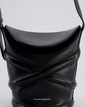 Alexander McQueen Black Le Curve Bucket Bag in Calfskin Leather with Palladium Hardware