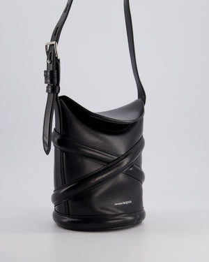 Alexander McQueen Black Le Curve Bucket Bag in Calfskin Leather with Palladium Hardware