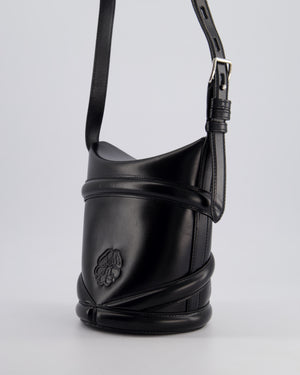 Alexander McQueen Black Le Curve Bucket Bag in Calfskin Leather with Palladium Hardware