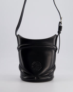 Alexander McQueen Black Le Curve Bucket Bag in Calfskin Leather with Palladium Hardware