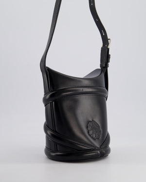 Alexander McQueen Black Le Curve Bucket Bag in Calfskin Leather with Palladium Hardware