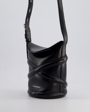 Alexander McQueen Black Le Curve Bucket Bag in Calfskin Leather with Palladium Hardware