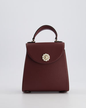 Simone Rocha Oxblood Valentine Bag in Grained Calfskin Leather with Silver Hardware RRP £1,195