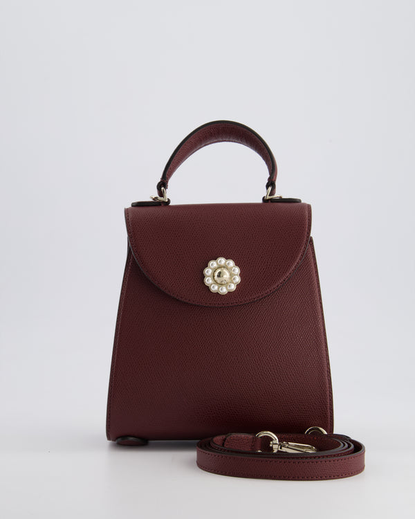 Simone Rocha Oxblood Valentine Bag in Grained Calfskin Leather with Silver Hardware RRP £1,195