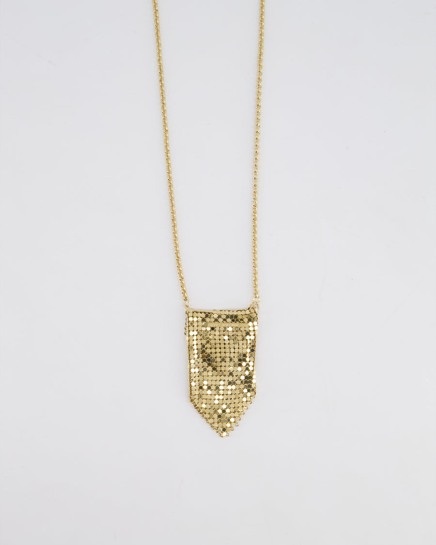 Paco Rabanne Gold Mini Mesh Pouch Necklace