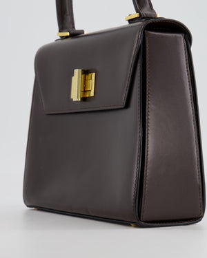 Celine Vintage Chocolate Brown Kelly Top-Handle Leather Bag with Gold Hardware