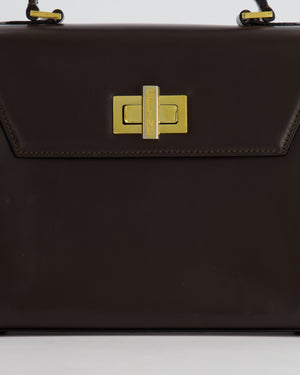 Celine Vintage Chocolate Brown Kelly Top-Handle Leather Bag with Gold Hardware