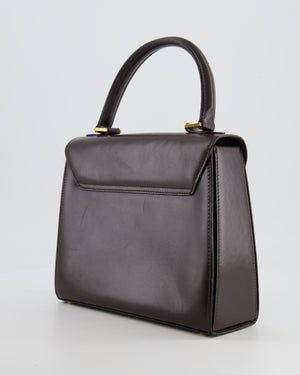 Celine Vintage Chocolate Brown Kelly Top-Handle Leather Bag with Gold Hardware