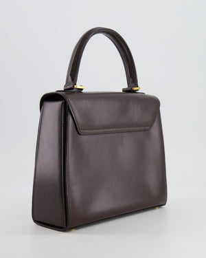 Celine Vintage Chocolate Brown Kelly Top-Handle Leather Bag with Gold Hardware