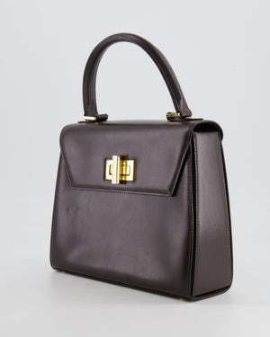 Celine Vintage Chocolate Brown Kelly Top-Handle Leather Bag with Gold Hardware