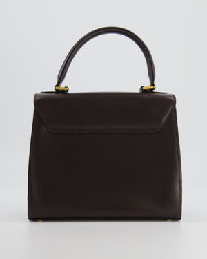 Celine Vintage Chocolate Brown Kelly Top-Handle Leather Bag with Gold Hardware