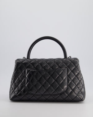 Chanel 20P Black Medium Aged Calfskin Coco Top Handle Bag with So Black Hardware