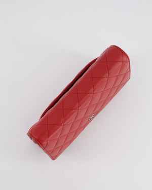 Chanel Deep Red Wallet on Chain Bag in Lambskin Leather with Silver Hardware