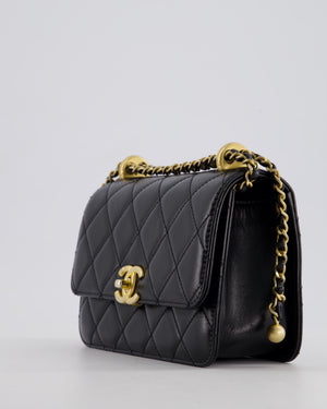 *HOT* Chanel 22B Black Mini Flap Bag in Lambskin Leather with Brushed Gold Hardware