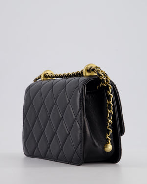 *HOT* Chanel 22B Black Mini Flap Bag in Lambskin Leather with Brushed Gold Hardware