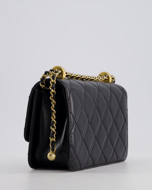 *HOT* Chanel 22B Black Mini Flap Bag in Lambskin Leather with Brushed Gold Hardware