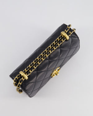 *HOT* Chanel 22B Black Mini Flap Bag in Lambskin Leather with Brushed Gold Hardware