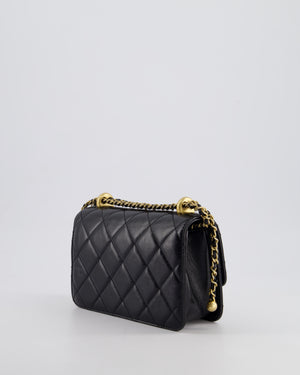 *HOT* Chanel 22B Black Mini Flap Bag in Lambskin Leather with Brushed Gold Hardware