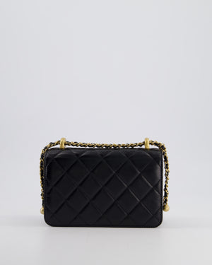 *HOT* Chanel 22B Black Mini Flap Bag in Lambskin Leather with Brushed Gold Hardware