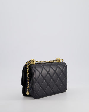 *HOT* Chanel 22B Black Mini Flap Bag in Lambskin Leather with Brushed Gold Hardware