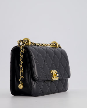 *HOT* Chanel 22B Black Mini Flap Bag in Lambskin Leather with Brushed Gold Hardware