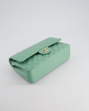 *FIRE PRICE* Chanel Mint Green Classic Double Flap Bag in Lambskin Leather with Champagne Gold Hardware