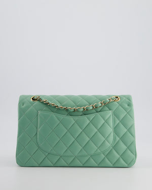 *FIRE PRICE* Chanel Mint Green Classic Double Flap Bag in Lambskin Leather with Champagne Gold Hardware