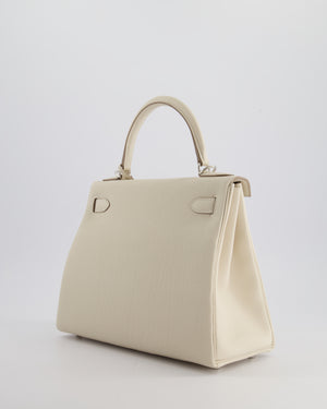 *NEW STAMP* Hermès Kelly 28cm Retourne Bag in Craie Togo Leather with Palladium Hardware