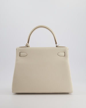 *NEW STAMP* Hermès Kelly 28cm Retourne Bag in Craie Togo Leather with Palladium Hardware