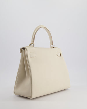 *NEW STAMP* Hermès Kelly 28cm Retourne Bag in Craie Togo Leather with Palladium Hardware