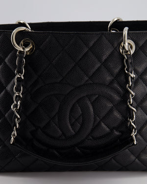 Chanel Black Caviar GST Grand Shopper Tote Bag with Silver Hardware