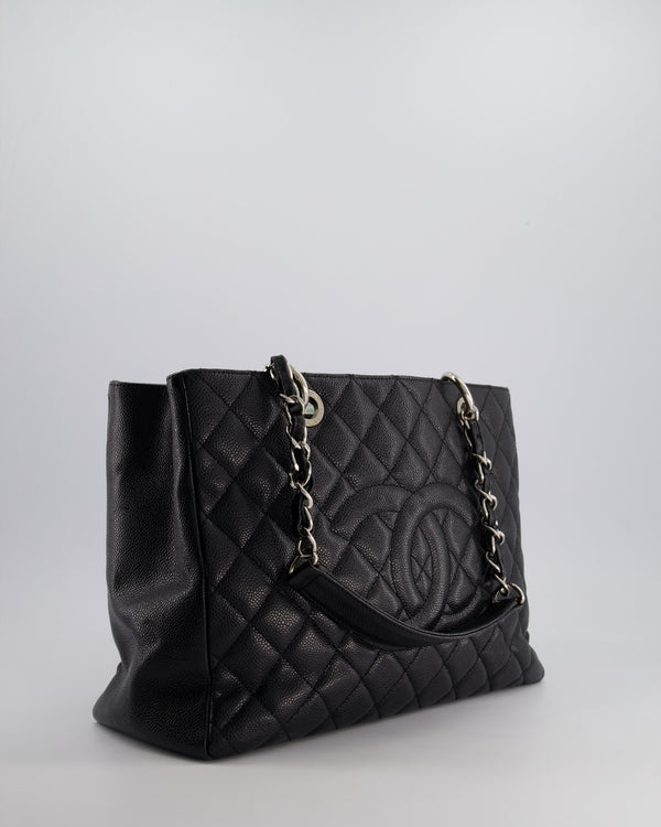 Chanel Black Caviar GST Grand Shopper Tote Bag with Silver Hardware